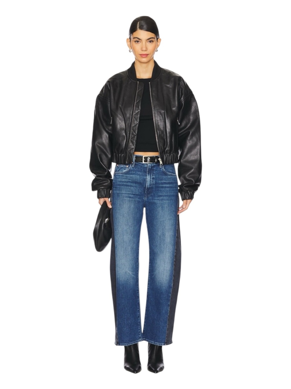 Mother Superior The Half Pipe Flood Barrel Jeans Black and Blue Size 26 HEMMED